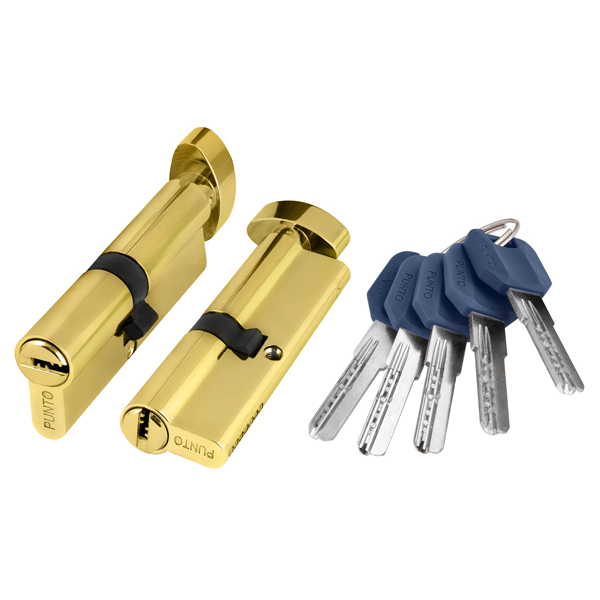 Цилиндр Punto (Пунто) (Z402/90) Z4002Knob90(40+10+40) с вертушкой PB латунь